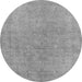 Round Machine Washable Oriental Gray Industrial Rug, wshurb2189gry