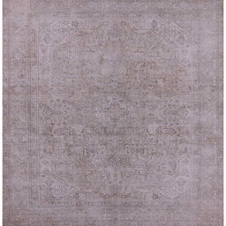 Square Machine Washable Industrial Modern Silver Pink Rug, wshurb2189