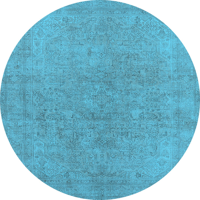 Round Oriental Light Blue Industrial Rug, urb2189lblu