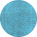 Round Oriental Light Blue Industrial Rug, urb2189lblu