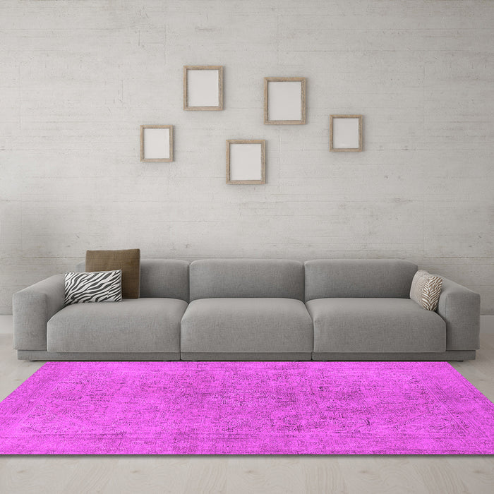 Machine Washable Oriental Pink Industrial Rug in a Living Room, wshurb2189pnk