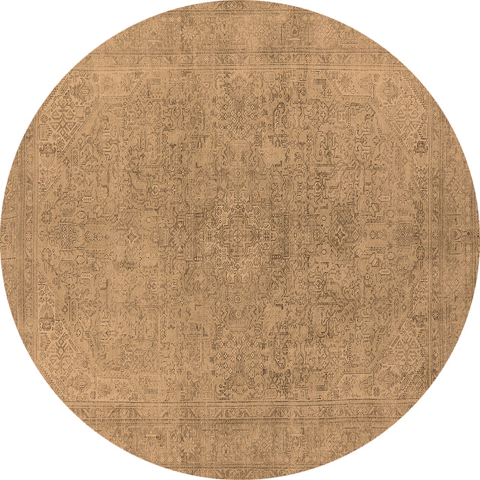 Round Machine Washable Oriental Brown Industrial Rug, wshurb2189brn