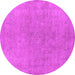 Round Machine Washable Oriental Pink Industrial Rug, wshurb2189pnk