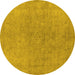 Round Machine Washable Oriental Yellow Industrial Rug, wshurb2189yw