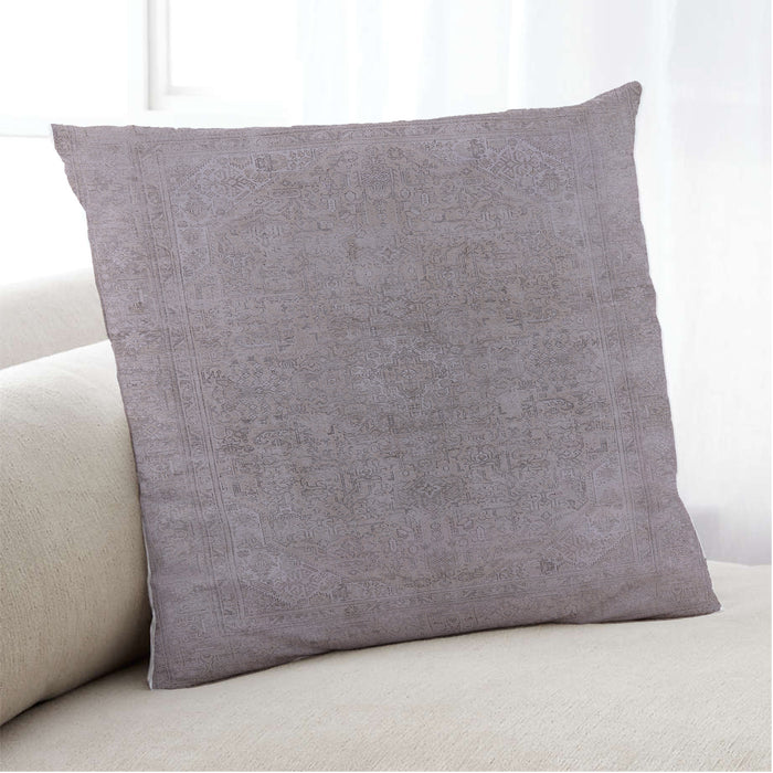 Lifestyle Image of Mid-Century Modern Urban Square Silver Pink Throw Pillow, 18 inch by 18 inch, pwurb2189