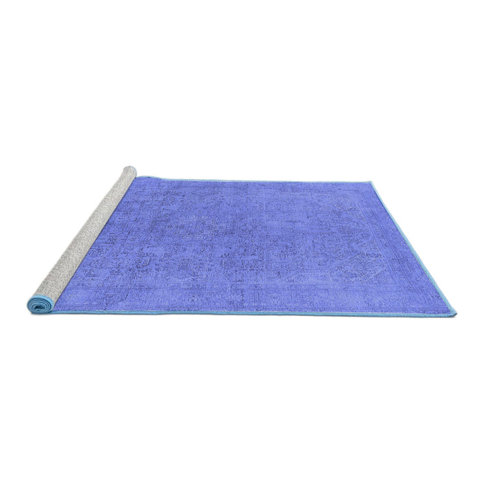 Sideview of Machine Washable Oriental Blue Industrial Rug, wshurb2189blu