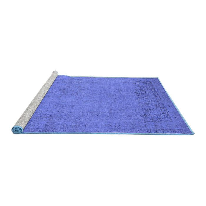 Sideview of Machine Washable Oriental Blue Industrial Rug, wshurb2190blu
