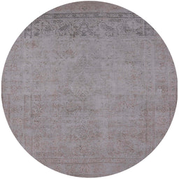 Round Mid-Century Modern Rose Purple Oriental Rug, urb2190