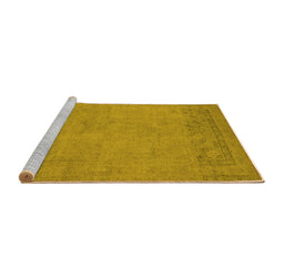 Sideview of Machine Washable Oriental Yellow Industrial Rug, wshurb2190yw