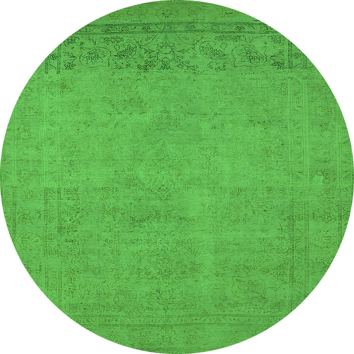 Round Machine Washable Oriental Green Industrial Area Rugs, wshurb2190grn