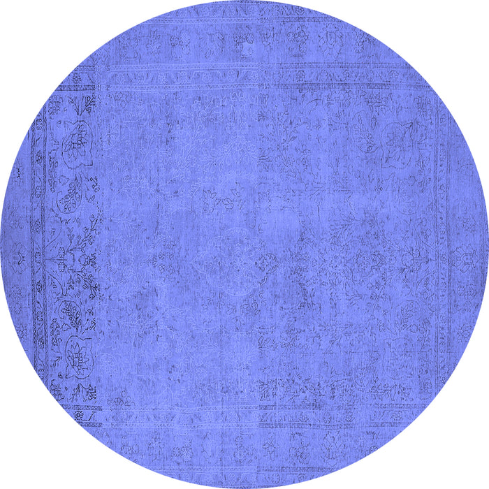 Round Oriental Blue Industrial Rug, urb2190blu