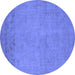 Round Oriental Blue Industrial Rug, urb2190blu