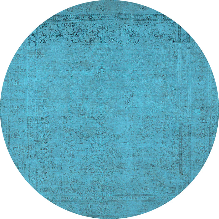 Round Oriental Light Blue Industrial Rug, urb2190lblu