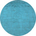 Round Oriental Light Blue Industrial Rug, urb2190lblu