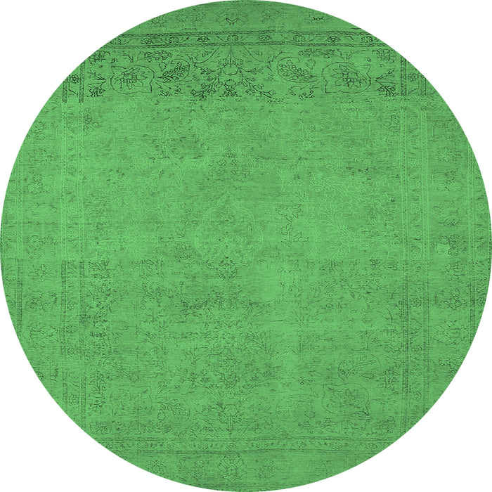Round Oriental Emerald Green Industrial Rug, urb2190emgrn
