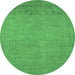 Round Oriental Emerald Green Industrial Rug, urb2190emgrn