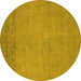 Round Machine Washable Oriental Yellow Industrial Rug, wshurb2190yw