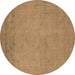 Round Oriental Brown Industrial Rug, urb2190brn