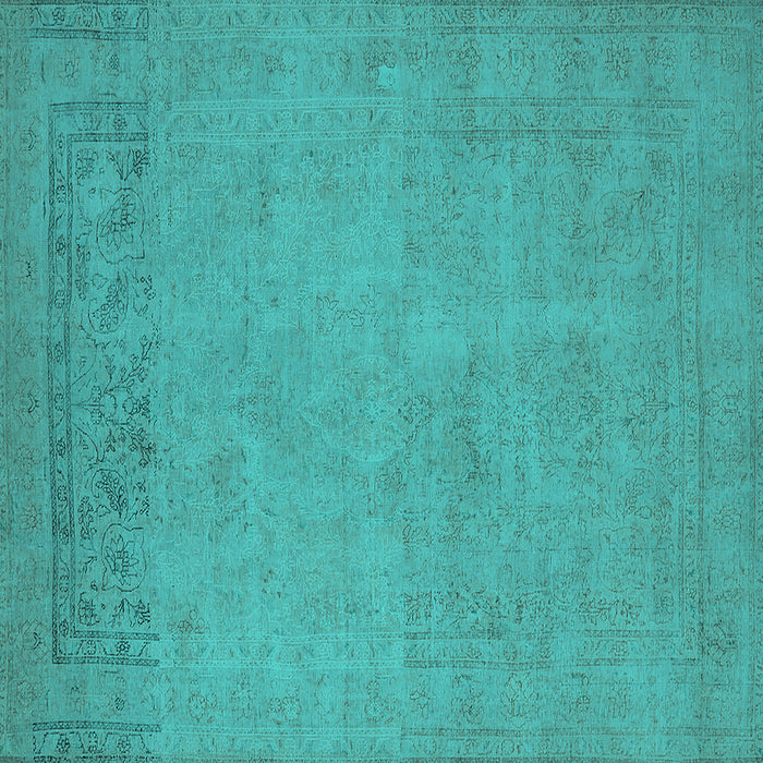 Square Oriental Turquoise Industrial Rug, urb2190turq