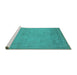 Sideview of Machine Washable Oriental Turquoise Industrial Area Rugs, wshurb2190turq