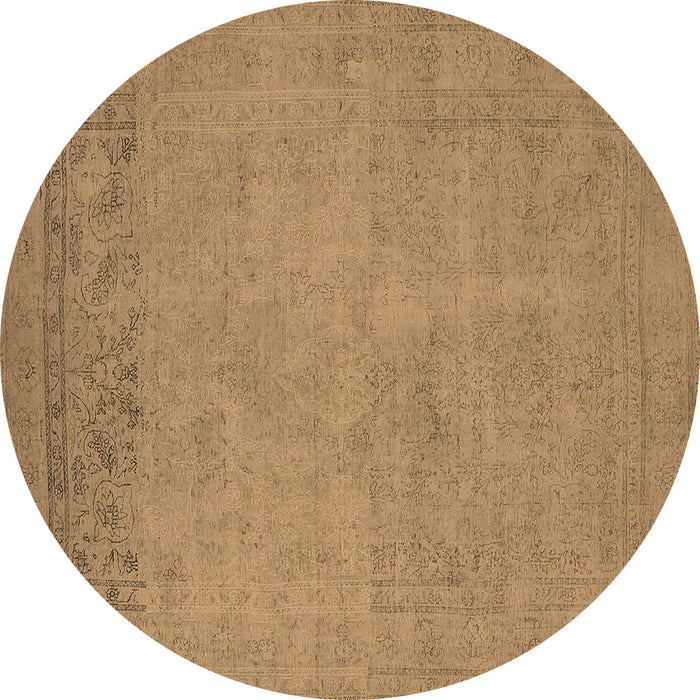 Round Machine Washable Oriental Brown Industrial Rug, wshurb2190brn