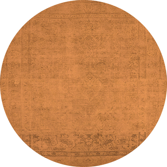 Round Machine Washable Oriental Orange Industrial Area Rugs, wshurb2190org