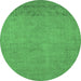 Round Machine Washable Oriental Emerald Green Industrial Area Rugs, wshurb2190emgrn