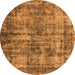 Round Machine Washable Oriental Orange Industrial Area Rugs, wshurb2191org