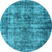 Round Oriental Light Blue Industrial Rug, urb2191lblu