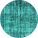 Round Oriental Turquoise Industrial Rug, urb2191turq