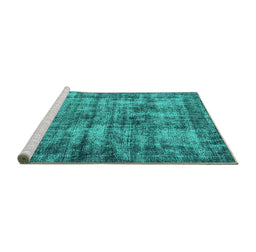 Sideview of Machine Washable Oriental Turquoise Industrial Area Rugs, wshurb2191turq