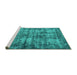 Sideview of Machine Washable Oriental Turquoise Industrial Area Rugs, wshurb2191turq