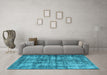 Machine Washable Oriental Light Blue Industrial Rug in a Living Room, wshurb2191lblu