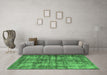 Machine Washable Oriental Emerald Green Industrial Area Rugs in a Living Room,, wshurb2191emgrn