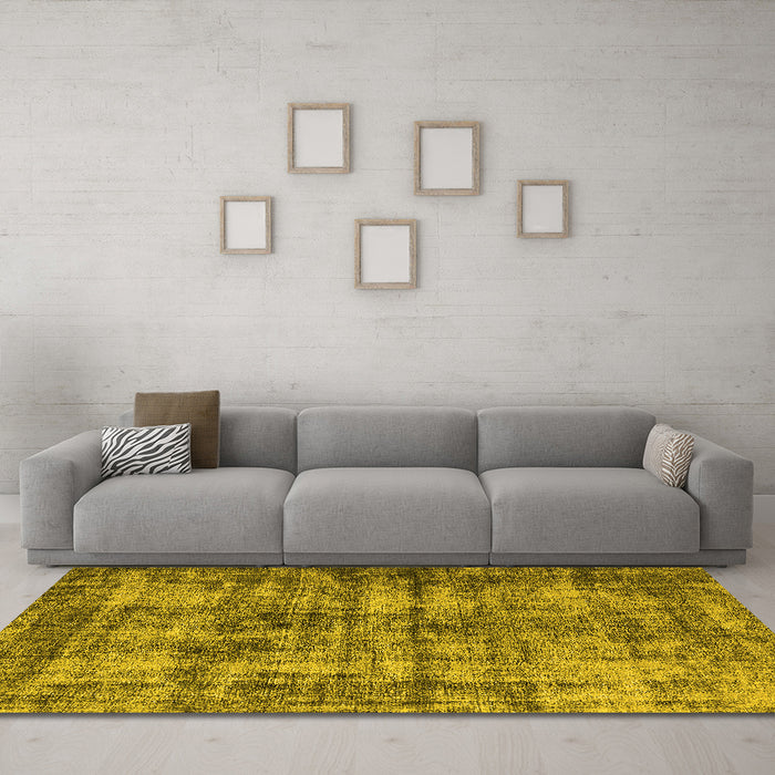 Machine Washable Oriental Yellow Industrial Rug in a Living Room, wshurb2191yw