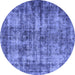 Round Oriental Blue Industrial Rug, urb2191blu