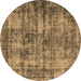 Round Machine Washable Oriental Brown Industrial Rug, wshurb2191brn