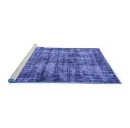 Sideview of Machine Washable Oriental Blue Industrial Rug, wshurb2191blu