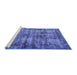 Sideview of Machine Washable Oriental Blue Industrial Rug, wshurb2191blu