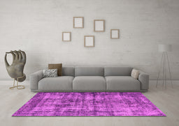 Machine Washable Oriental Pink Industrial Rug in a Living Room, wshurb2191pnk
