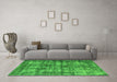 Machine Washable Oriental Green Industrial Area Rugs in a Living Room,, wshurb2191grn