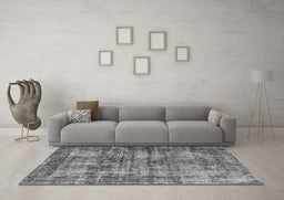 Machine Washable Oriental Gray Industrial Rug in a Living Room,, wshurb2191gry