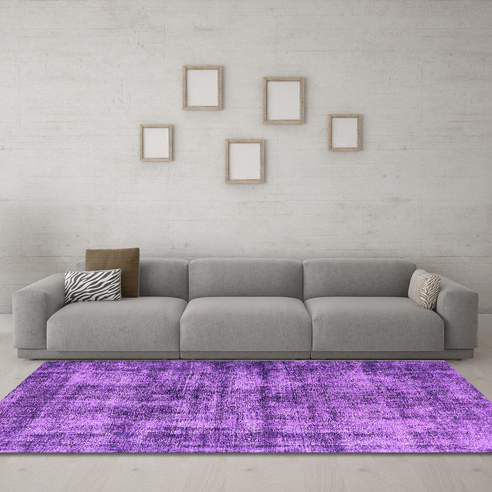 Machine Washable Oriental Purple Industrial Area Rugs in a Living Room, wshurb2191pur