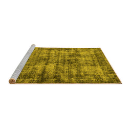 Sideview of Machine Washable Oriental Yellow Industrial Rug, wshurb2191yw