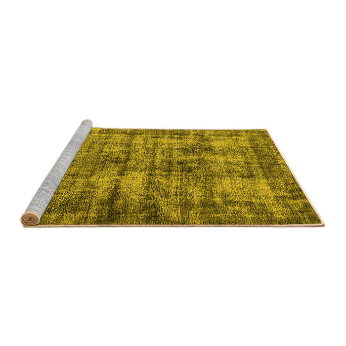 Sideview of Machine Washable Oriental Yellow Industrial Rug, wshurb2191yw