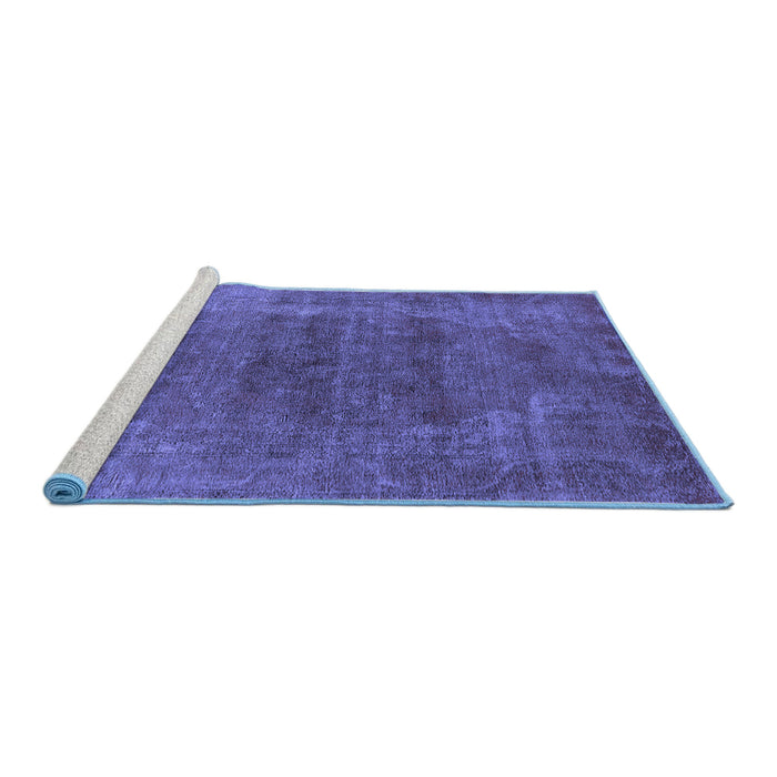 Sideview of Machine Washable Oriental Blue Industrial Rug, wshurb2192blu