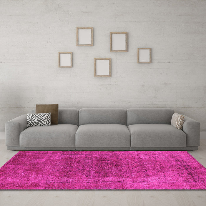 Machine Washable Oriental Pink Industrial Rug in a Living Room, wshurb2192pnk