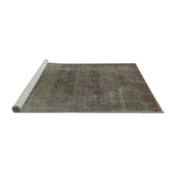 Sideview of Machine Washable Oriental Turquoise Industrial Area Rugs, wshurb2192turq