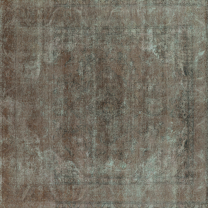 Square Oriental Turquoise Industrial Rug, urb2192turq
