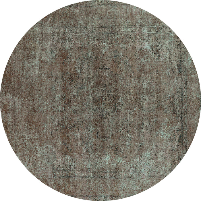 Round Machine Washable Oriental Turquoise Industrial Area Rugs, wshurb2192turq